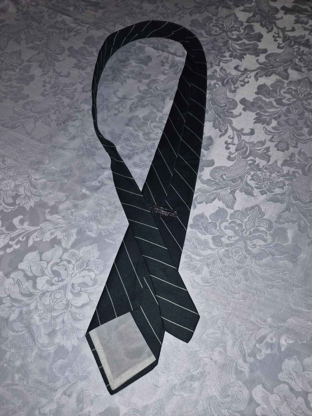 Sears Vintage Forest Green Tie with Light Stripe